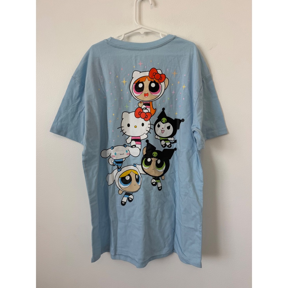 Hello Kitty x Powerpuff Girls Oversized Graphic T-Shirt – Blue – Girls Large - Picture 6 of 7
